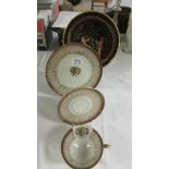 A Bavarian porcelain crested trio and a Greek plate.