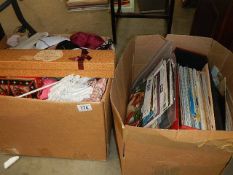 Two boxes of sewing and knitting items. Collect only.