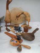 A mixed lot of wooden items including ducks.