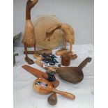 A mixed lot of wooden items including ducks.