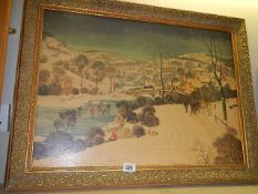 A framed and glazed winter scene.