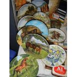 A mixed lot of collector's plates including horses and birds.