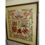 A framed and glazed cross stitch for wedding of Charles and Diana.