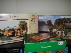 An old Backgammon game and two jigsaw puzzles.