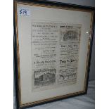 A framed and glazed newspaper advertisement page.