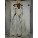 A print on canvas depicting a wedding gown.