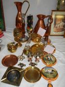 A mixed lot of brass and copper.