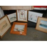 Six various framed and glazed prints.