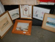 Six various framed and glazed prints.