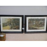 A pair of framed and glazed prints entitled 'Pheasant Shooting' and 'Woodcock Shooting'.