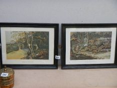 A pair of framed and glazed prints entitled 'Pheasant Shooting' and 'Woodcock Shooting'.