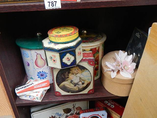 Four shelves of assorted collector's tins. - Image 4 of 5