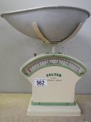 A set of vintage Salter kitchen scales.