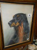 A dog portrait, signed and dated.