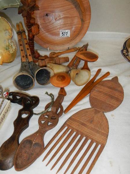 A mixed lot of wooden items including bread board. - Image 2 of 5