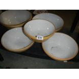 Five mixing bowl in various sizes including 1 T G Green and 3 Mason Cash (collect only)
