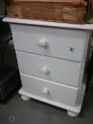 A two drawer white bedroom chest. Collect only.