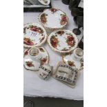 Royal Albert Old Country Roses - pair of candlesticks and three three dishes together with a
