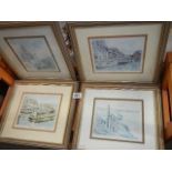 Four framed and glazed limited edition prints of scenes in Cornwall - Mevagissey, Padstow,