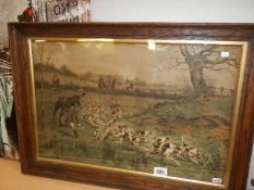 A framed and glazed hunting print.