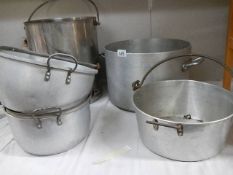 A quantity of aluminium jam and other pans.