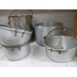 A quantity of aluminium jam and other pans.