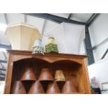 Six pheasant decorated lamp shades and three others.