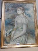 A gilt framed study of a young lady.