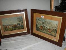 A pair of framed and glazed hunting prints.