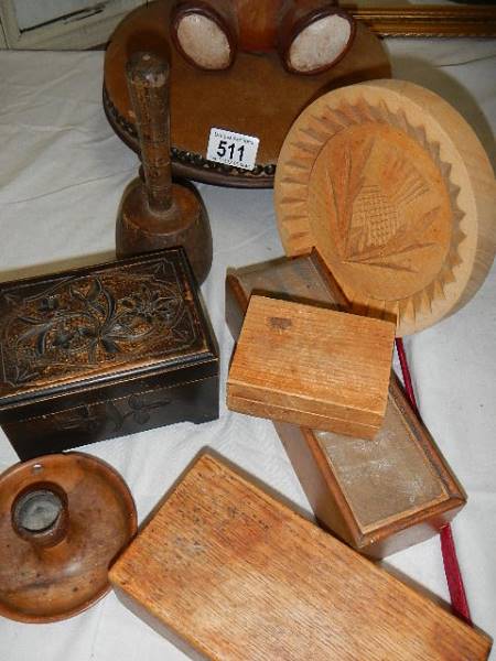 A mixed lot of wooden items including shortbread mould, Teddy bear, boxes etc. - Image 2 of 2