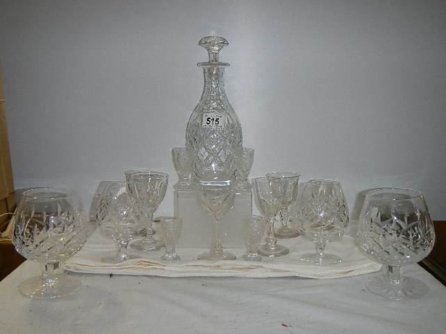 A cut glass decanter and assorted glasses. - Image 2 of 6