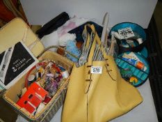 A mixed lot of needlework and knitting items.