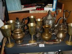 A mixed lot of silver plate and other metal ware.