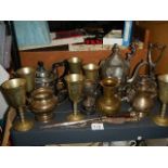 A mixed lot of silver plate and other metal ware.