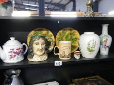 Two vases, two wall plaques, teapot etc.