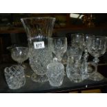A mixed lot of cut glass items.