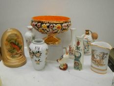 A mixed lot including footed bowl, vases etc.