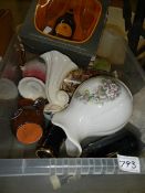 A box of miscellaneous ceramics.