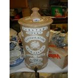 A stoneware water filter,