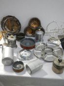 A mixed lot of metalware including silver plate.