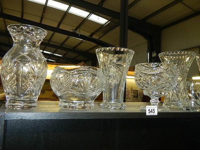 Four cut glass vases and two bowls. - Image 2 of 3