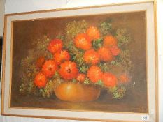 A framed study of Chrysanthemums.