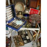 A quantity of silver plate including Mappin & Webb, cutlery sets etc.