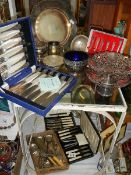 A quantity of silver plate including Mappin & Webb, cutlery sets etc.