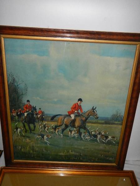 Three framed and glazed hunting scenes. - Image 5 of 5