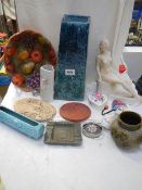 A mixed lot including nude figure, vases, plaques, fruit decorated plate etc.