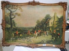 A framed hunting scene.