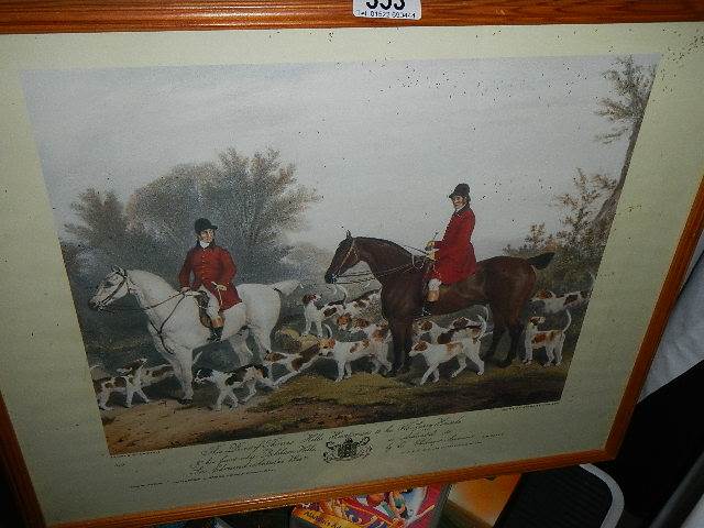 Three framed and glazed hunting scenes. - Image 2 of 5