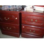 A pair of mahogany effect bedside chests. Collect only.