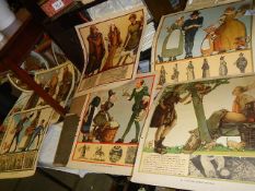 A quantity of old medieval scene prints.